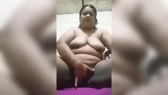 Chubby Aunty Fingering Her Pussy Standing In Bedroom Alone