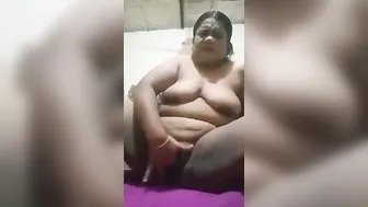 Chubby Aunty Fingering Her Pussy Standing In Bedroom Alone