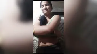 Cute GF Showing Off Her Puffy Nipples In Bedroom Mms