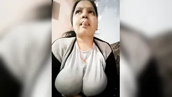 Busty Married Aunty Playing With Her Huge Boobs Feeling Hot