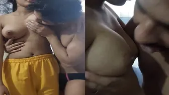 Housewife Getting Her Boobs Sucked Hard By Husband At Home