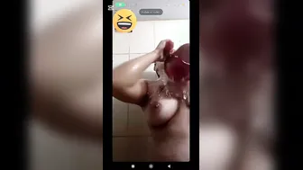 Chubby GF Soaking Wet And Naked On Bathroom Video