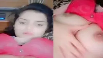 Fair Skinned Beauty Showing Off Her Big Boobs In Selfie Video
