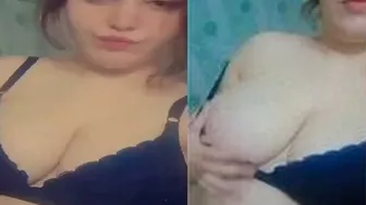 Pretty Babe Taking Topless Selfies Showing Her Milky White Tits