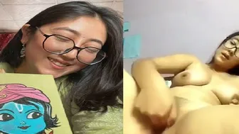 Chubby GF In Glasses Fingering Herself In Bedroom Alone