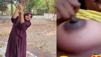 Busty Bengali Babe Showing Long Nipples Topless Homemade Clip