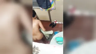 Wife Caught Naked Bathing On Hidden Camera Footage In Bathroom