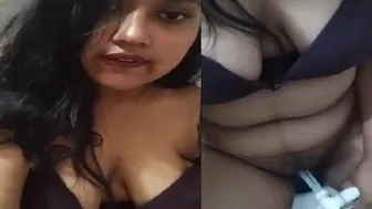 Cute Babe Playing With Toy In Her Bra Teasing Before Stripping Off