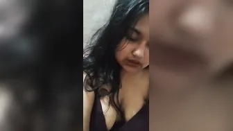 Cute Babe Playing With Toy In Her Bra Teasing Before Stripping Off