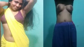 Slim Tamil Babe Going Topless And Stripping Naked In Home Footage