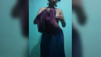 Slim Tamil Babe Going Topless And Stripping Naked In Home Footage