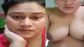 Young Wife Showing Her Big Boobs To Lover On Video Call Alone