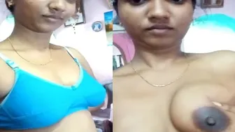 Local Girl Revealing Her Dark Nipples In Selfie Recording Alone