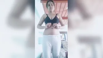 Tall GF Removing Bra Showing Off Her Massive Boobs
