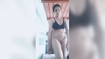 Tall GF Removing Bra Showing Off Her Massive Boobs