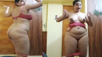Chubby Bhabhi Teasing With Her Big Ass Before Getting Naked