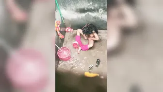 Village Girl Shaving Pussy Before Taking Steamy Bath At Home