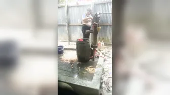 Married Bhabhi Bathing Topless Exposing Her Big Soft Boobs