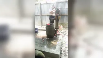 Married Bhabhi Bathing Topless Exposing Her Big Soft Boobs