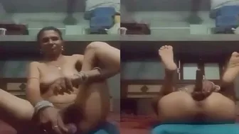 Village Wife Pleasuring Herself With Kitchen Tool At Home