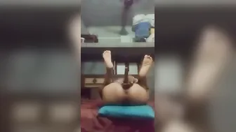 Village Wife Pleasuring Herself With Kitchen Tool At Home