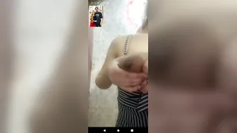 My GF Squeezing Her Milky Boobs During Private Webcam