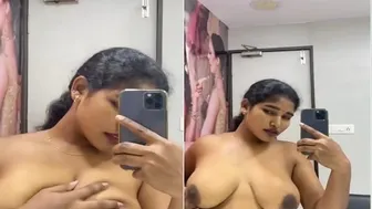 Bridal Girl Fondling Her Big Boobs Recording Before Party