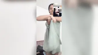 GF Teasing With Banana Showing Off Her Big Natural Boobs