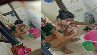 Bhabhi Brushing Teeth Naked Before Taking Bath At Home