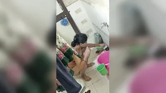 Bhabhi Brushing Teeth Naked Before Taking Bath At Home
