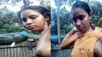Village Girl Bathing Naked Showing Her Perky Tits Caught