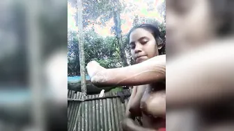 Village Girl Bathing Naked Showing Her Perky Tits Caught