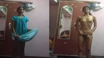 Skinny South Indian Babe Stripping Out Of Her Nighty For Me
