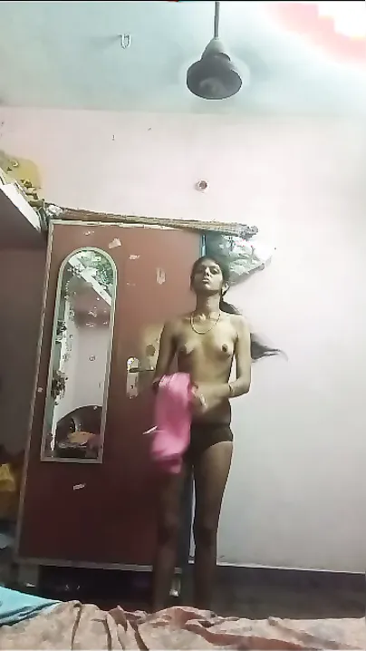 Skinny South Indian Babe Stripping Out Of Her Nighty For Me