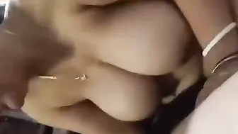 Busty GF Giving Handjob And Blowjob With Tits Out