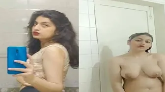 Desi GF Filming Herself Naked In Bathroom Getting Wet
