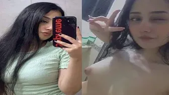 My GF With Perfect Tits Getting Wet In Nude Bath Selfie