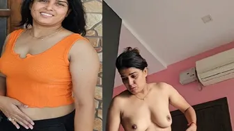 Bhabhi Caught Wearing Just Her Bra Showing Off Her Big Tits