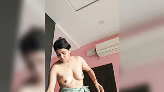 Bhabhi Caught Wearing Just Her Bra Showing Off Her Big Tits