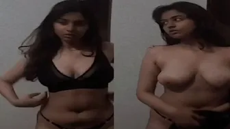 Desi Girl Teasing In Thong Showing Off Perky Tits At Home