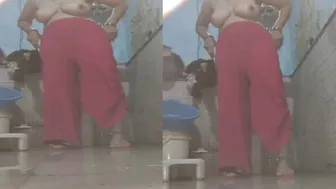 Spying On Friend's Mom Bathing Naked Caught Under Door