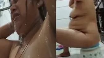 Chubby Mom Taking Nude Bath Caught On Camera By Her Son