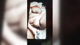 Busty GF Masturbating Standing Up Using A Bottle