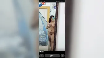 Sexy Babe Posing Naked In Front Of Mirror Filming Herself Raw