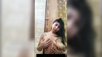 Naughty Wife Pouring Chocolate Syrup On Boobs During Live App