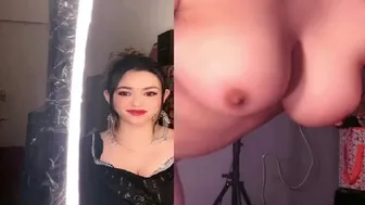 Influencer Babe Exposing Her Huge Natural Tits On Live Show