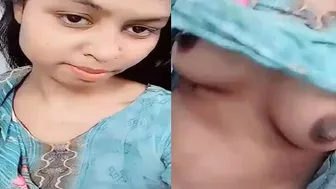 Gf Rubbing Her Big Boobs And Hairy Pussy Naked For BF