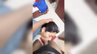 Cute Girl Showing Off Her Round Ass Before Giving Amazing Blowjob