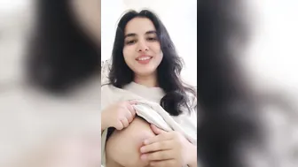 Desi Babe Lifting Her Bra Showing One Boob Teasing On Camera