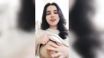Desi Babe Lifting Her Bra Showing One Boob Teasing On Camera